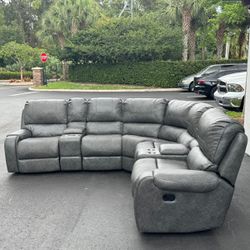 Sectional Sofa/Couch Recliners - Leather - Gray - Delivery Available 🚛