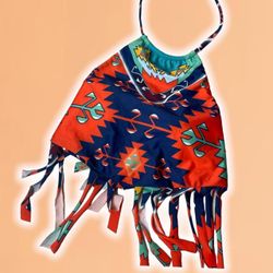 Southwest Print Tankini Swimsuit Top (Med/Large): geo print, bikini top, swimwear 