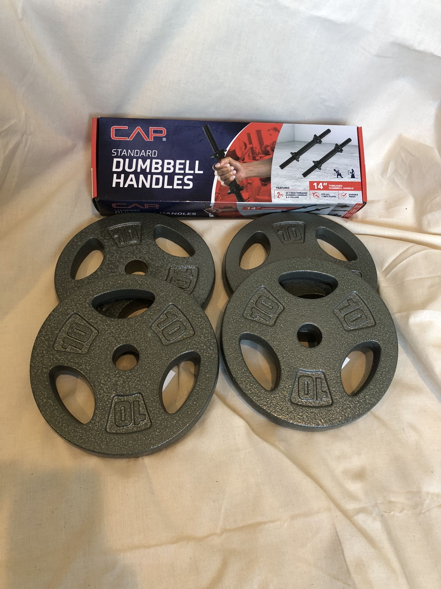 10lb weight plates (x4) with adjustable handles