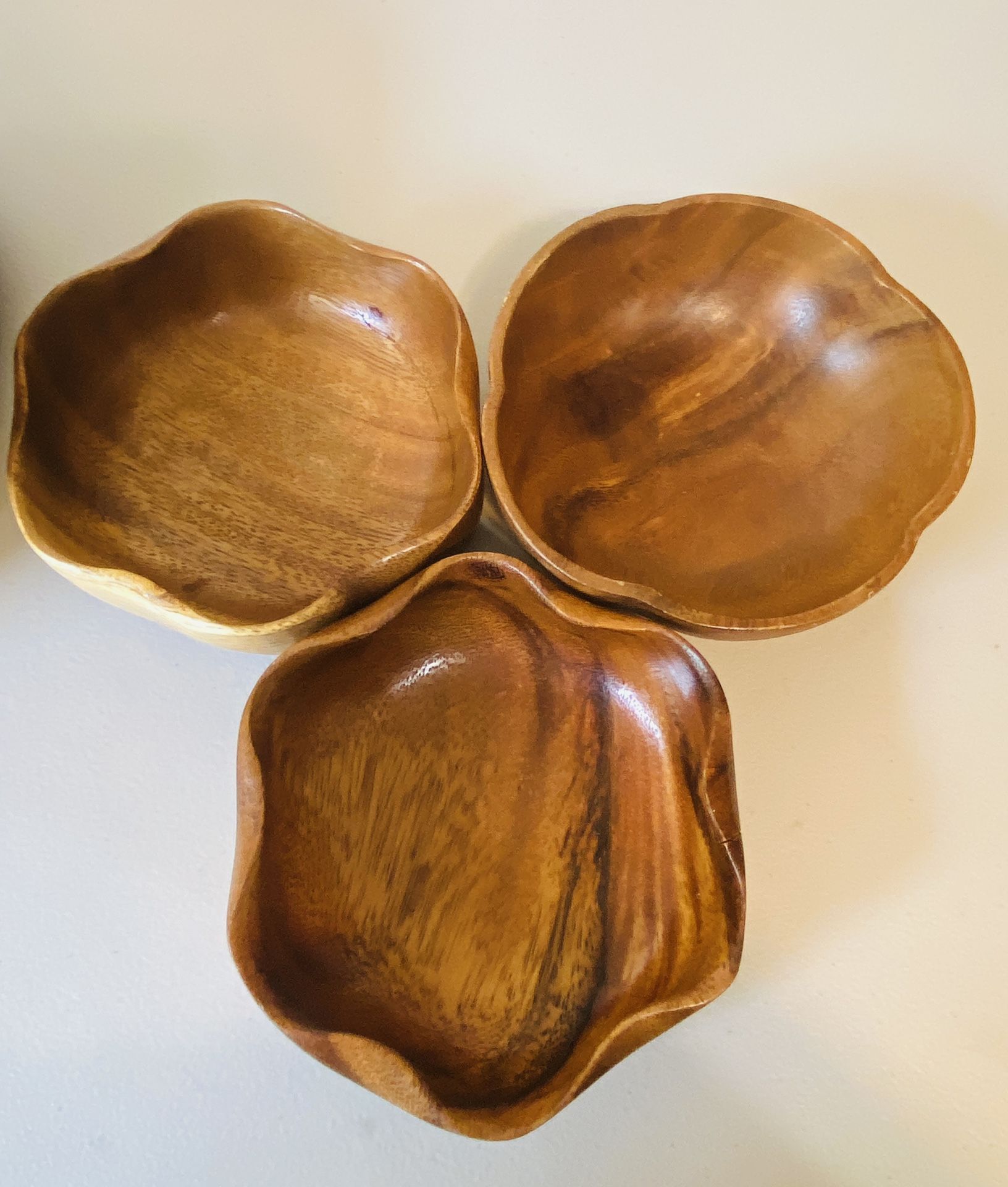 Vintage MCM Wooden Salad Bowl Set Of 9