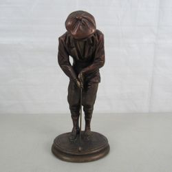 Austin Golfer Sculpture Bronze Tone Finish Statue 1992-Signed 11"
