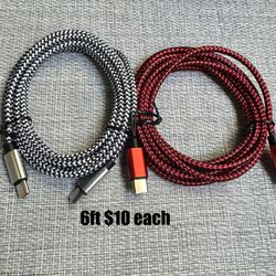 $10 each Cable,  USBC to USBC Cable,6FT Type C to Type C Charger Fast Charging Cord for iPhone 15/15 Pro Max/15 Plus, for iPad/MacBook, for Samsung
