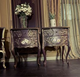 Pair of Baroque-Style Carved Nightstands
