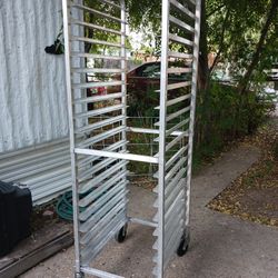 Bread Tray RACK  WITH CASTERS $85 GOOD CONDITION  