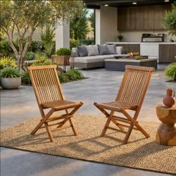 New 2 Piece Foldable Teakwood Outdoor Dining Chairs