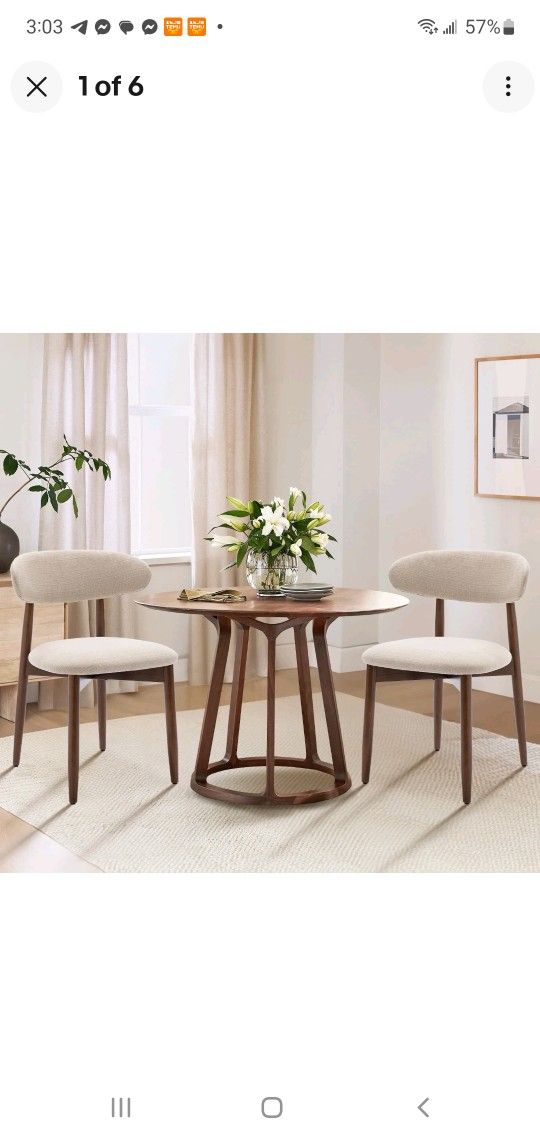 🆕 BRAND NEW Modern Upholstered Dining Chairs – Set of 2 (Beige + Wood Legs)
