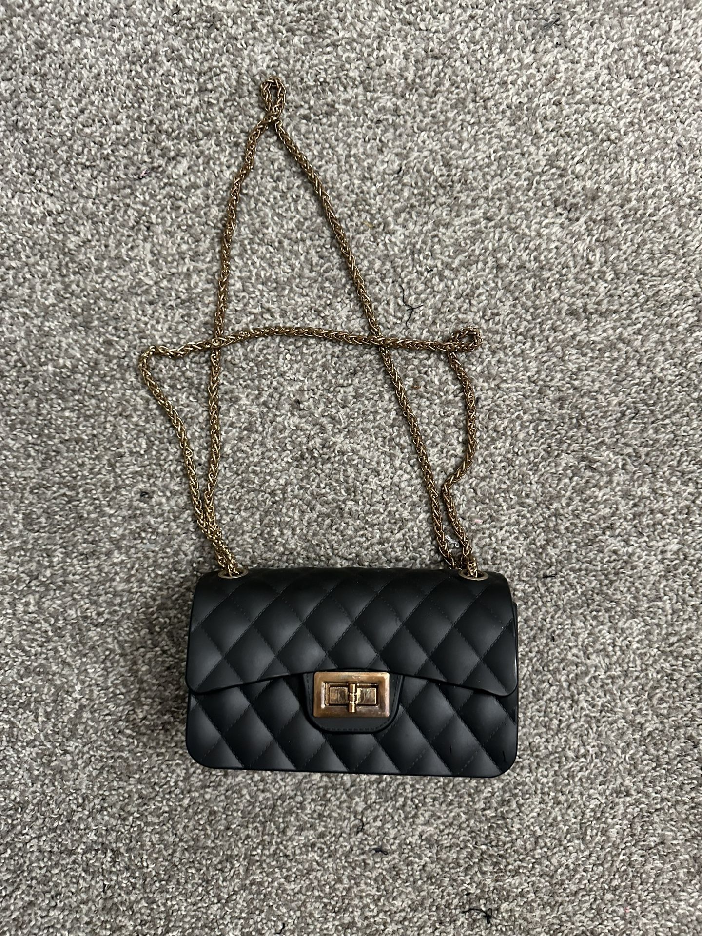Black Faux Leather crossbody purse