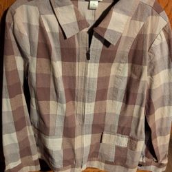 Christopher And Banks Plaid Zip-Up Jacket