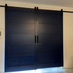 Barn Doors 92”in High & 48”inches Wide  New Dark blue barn doors