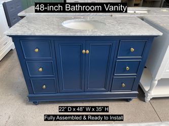48" Bathroom Vanity with Carrara Marble Countertop & Solid Wood & Plywood Cabinet #3575