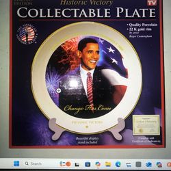 Original Box historic Victory limited Edition Barack Obama Commemorative Plate 