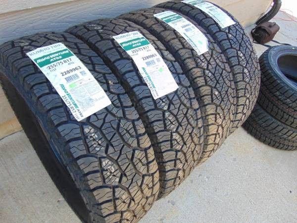 4 New 255 75 17 Kumho Road Venture A/T 52 Tires 4PLY Date 2023