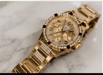 GUESS Gold-Tone Crystal Chronograph Watch – Men’s 39mm