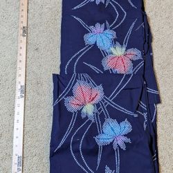 Navy Leaves Yukata Kimono 