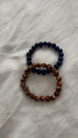 Blue and brown beaded bracelets