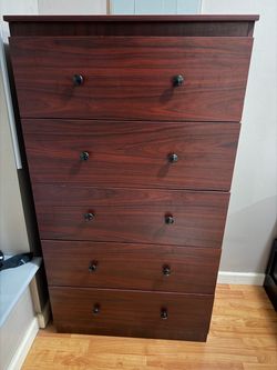 5-Drawer Tall Chest Dresser Cherry Finish