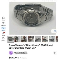 LEXUS STAMPED CROSS CHROME PLATED WATCH LIKE NEW 