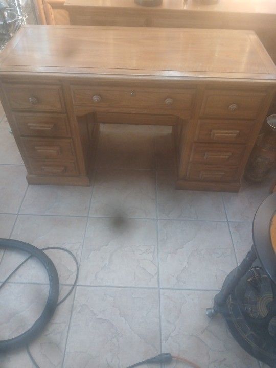 Solid Wood Office Desk.  24×54  9 Drawers . Very Good Cond.