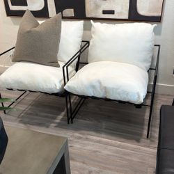 $200 OBO Home Staging/Like New: Iron Off-White Chairs