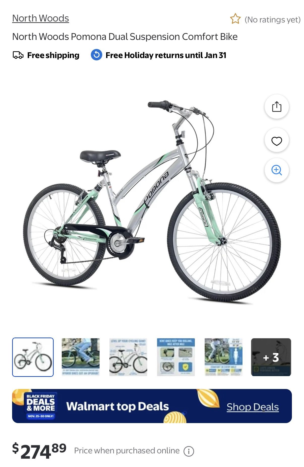 Northwoods Pomona Women's Dual Suspension Comfort Bike, 26-Inch