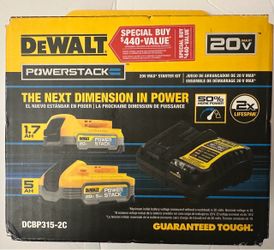 Powerstack 20-Volt Lithium-Ion 5.0 Ah and 1.7 Ah Batteries and Charger