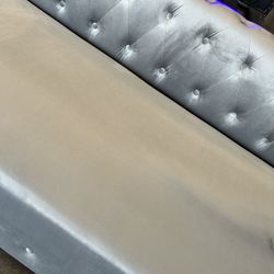 Grey  Velvet U Shape Sectional With Ottoman Pillows Included Chrome Legs Brand New In Box Firm Price $1,499