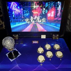 Blue and Black Arcade Game Console