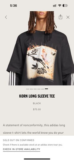 Adidas Korn 30th Anniversary Long Sleeve Shirt Size Medium