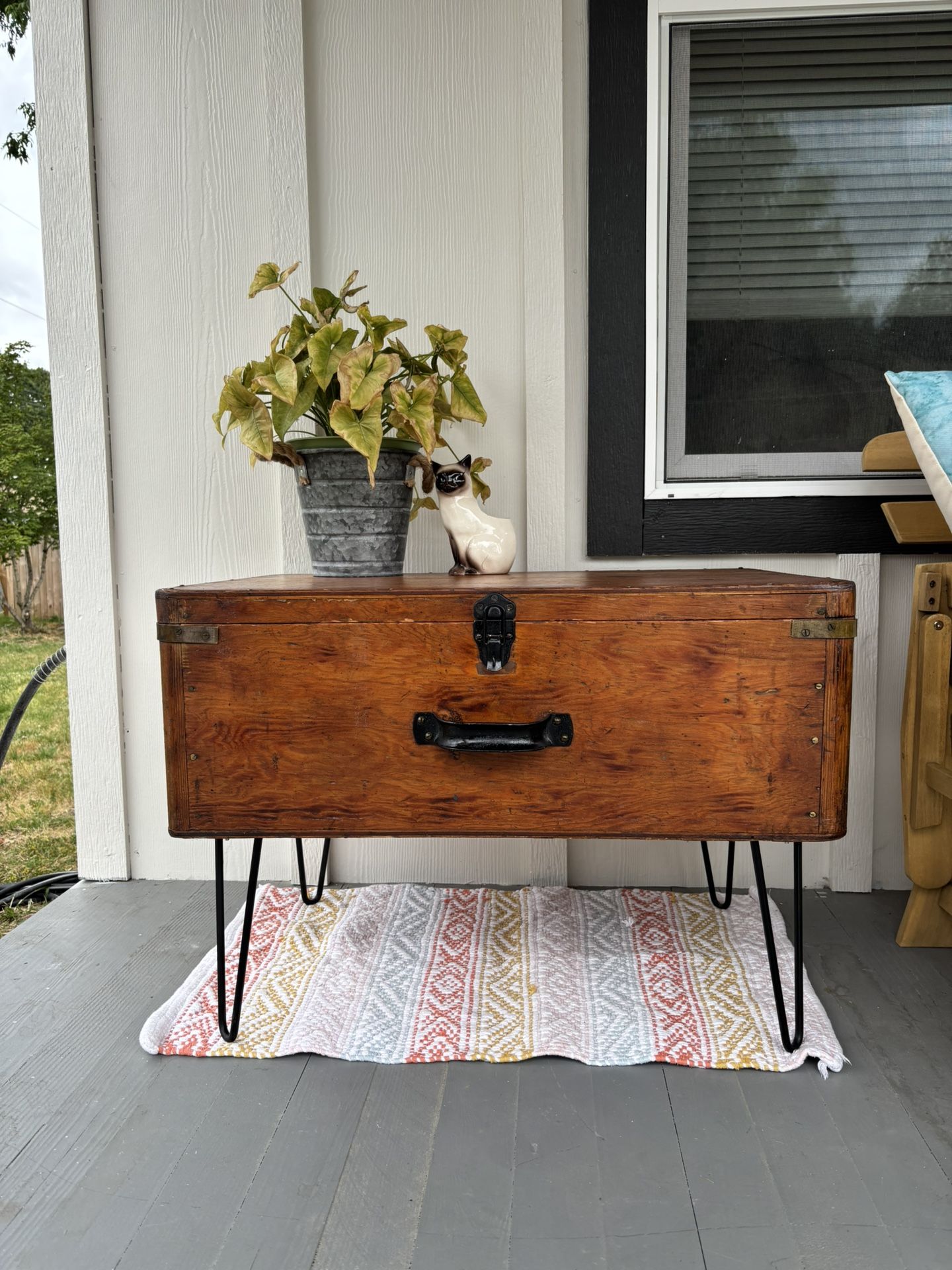 Wood Trunk Side Table