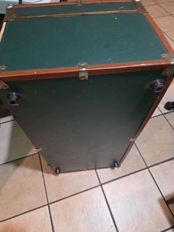 Vintage Green Storage Trunk with Brass Hardware