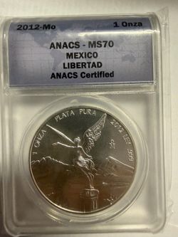 2012 Mexico Libertad 1 oz Silver Coin ANACS MS70