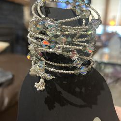 Genuine Swarovski Crystals And Silver Beads Bracelet