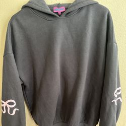New Edikted Grey and Pink Bonnie Bow Hoodie