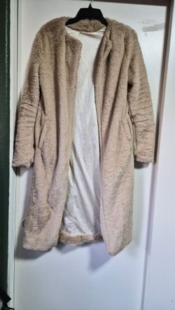 Shein Fluffy tan long coat Small