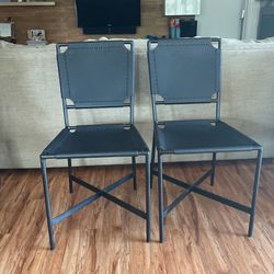 Crate and Barrel Laredo Black Leather Dining Chair