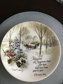 Vintage WWA, Inc. Porcelain Collectors Plate Christmas Horse & Sleigh 1974 Robert Lessig