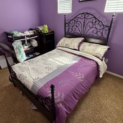 Full Size Bed Frame, Box Spring, Mattress 