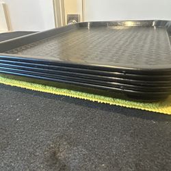 Commercial Non-Slip Serving Tray Black Plastic 16” x 11” NSF Lot of 6