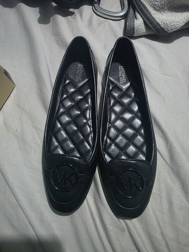 Michael Kors Lillie Moc Leather Slip On Loafers, Black, New In Box