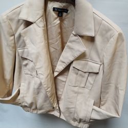 Moto Jacket WOMENS SIZE XL Faux Leather Beige