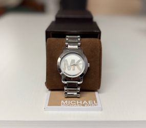 Michael Kors Silver-Tone MK Logo Watch