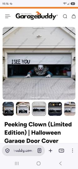Peeking clown garage door cover