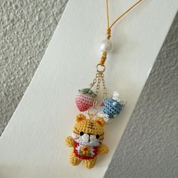 🧶Hand crochet Lace micro hook phone chain🐯🍬🍑