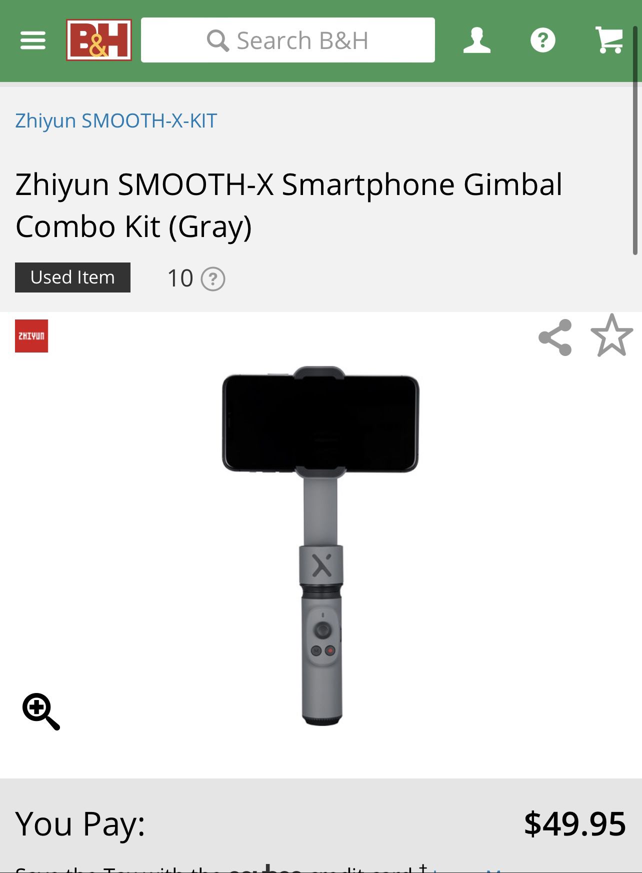 SMOOTH-X Smartphone Gimbal Tripod 