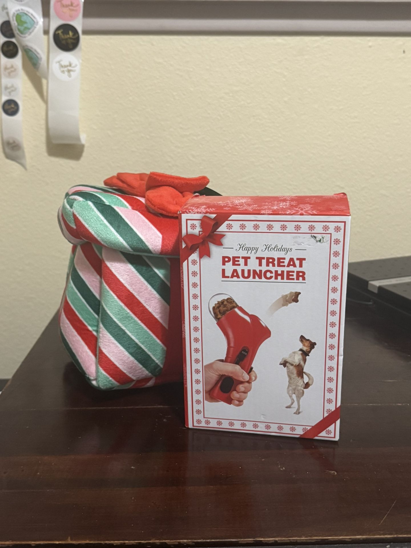 Pet Treat Launcher And 2 In 1 Christmas Plush Dog Toy NWT