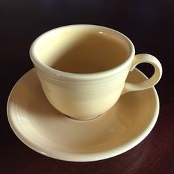 Vintage Fiesta Ware Yellow Daffodil Tea Cup & Saucer Set