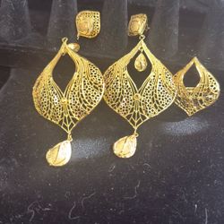 22k Gold Plated Earrings and Ring Set