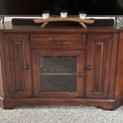 TV Cabinet With Glass Doors And Storage