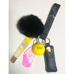 Car Keychain Lipgloss Stress Toy Set
