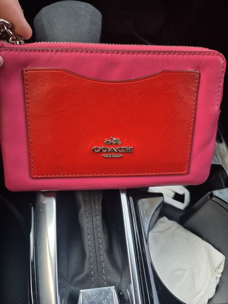 Coach Women's Pink And Red Wallet